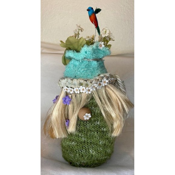 Gnomes Plush Decoration Handmade Bird Hat Lady Spring Mother Nature Gift - Picture 1 of 8